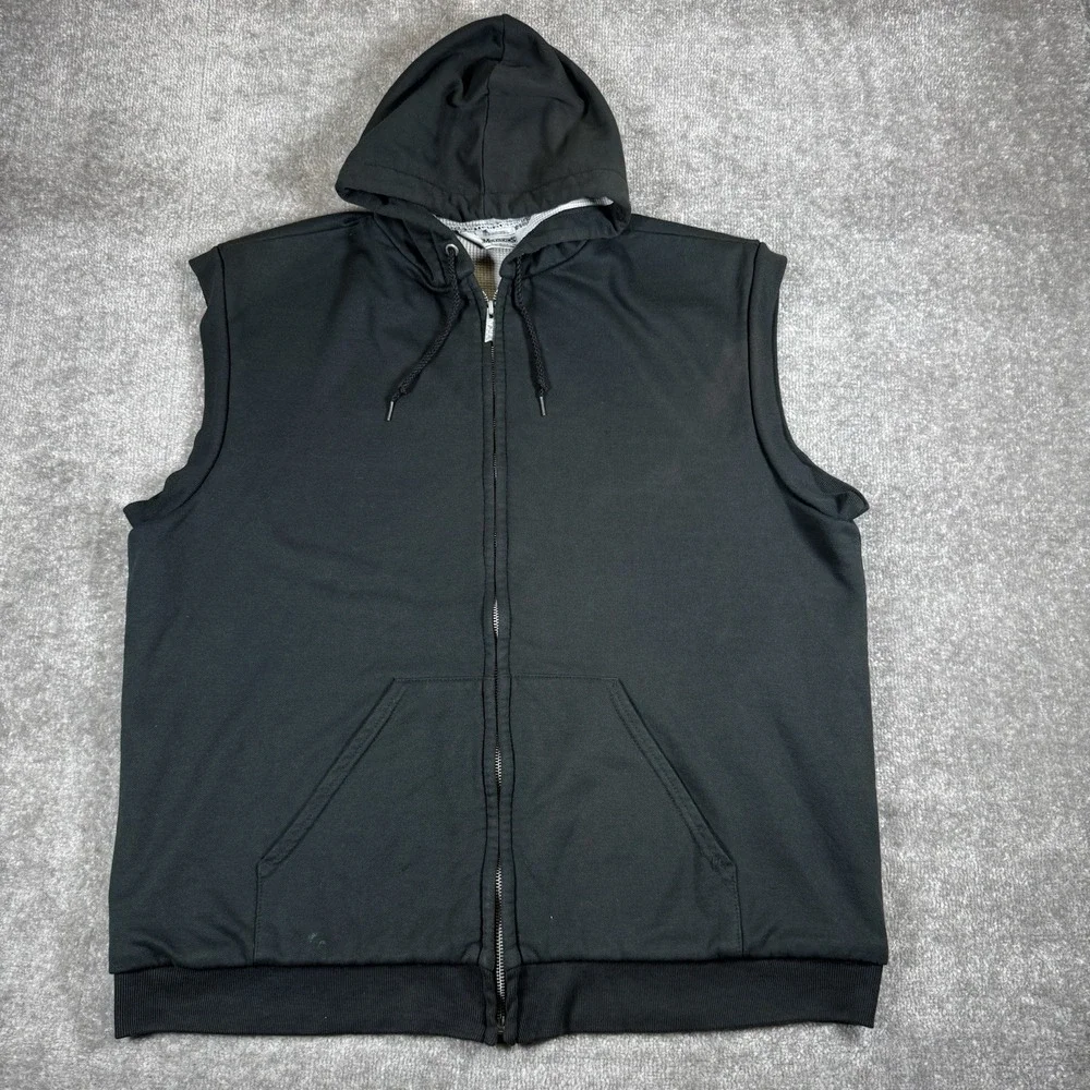 Vintage Muleskin Vest Men's XL Black Thermal Lined Sleeveless Full Zip